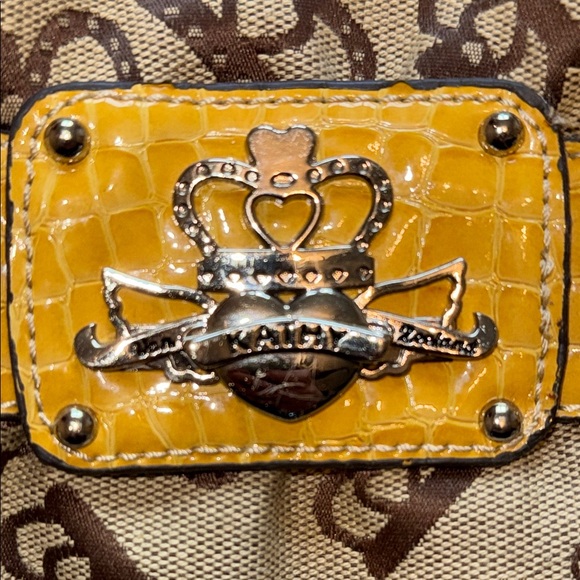 Yellow and Brown kathy Van Zeeland Tote Bag y2k brand new vintage - Picture 6 of 7